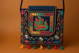Handcrafted Blue Peacock Mirror Work Sling Bag - Ethnic Embroidered Crossbody with Beaded Strap